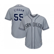 Men's San Diego Padres #55 Matt Strahm Replica Grey Road Cool Base Baseball Jersey