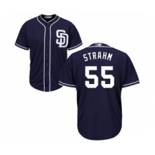 Men's San Diego Padres #55 Matt Strahm Replica Navy Blue Alternate 1 Cool Base Baseball Jersey