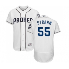 Men's San Diego Padres #55 Matt Strahm White Home Flex Base Authentic Collection Baseball Jersey