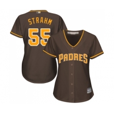 Women's San Diego Padres #55 Matt Strahm Replica Brown Alternate Cool Base Baseball Jersey
