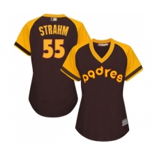 Women's San Diego Padres #55 Matt Strahm Replica Brown Alternate Cooperstown Cool Base Baseball Jersey