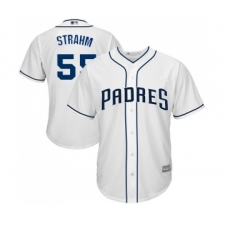 Youth San Diego Padres #55 Matt Strahm Replica White Home Cool Base Baseball Jersey