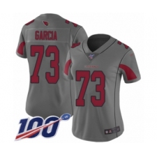 Women's Arizona Cardinals #73 Max Garcia Limited Silver Inverted Legend 100th Season Football Jersey