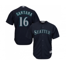 Men's Seattle Mariners #16 Domingo Santana Replica Navy Blue Alternate 2 Cool Base Baseball Jersey