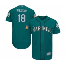 Men's Seattle Mariners #18 Yusei Kikuchi Teal Green Alternate Flex Base Authentic Collection Baseball Jersey