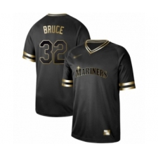Men's Seattle Mariners #32 Jay Bruce Authentic Black Gold Fashion Baseball Jersey
