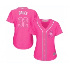 Women's Seattle Mariners #32 Jay Bruce Replica Pink Fashion Cool Base Baseball Jersey