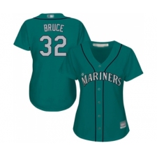 Women's Seattle Mariners #32 Jay Bruce Replica Teal Green Alternate Cool Base Baseball Jersey