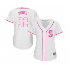 Women's Seattle Mariners #32 Jay Bruce Replica White Fashion Cool Base Baseball Jersey