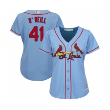Women's St. Louis Cardinals #41 Tyler O Neill Replica Light Blue Alternate Cool Base Baseball Jersey