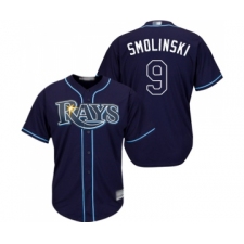 Men's Tampa Bay Rays #9 Jake Smolinski Replica Navy Blue Alternate Cool Base Baseball Jersey