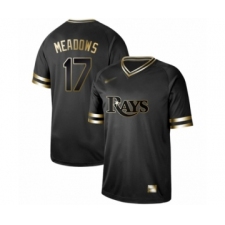Men's Tampa Bay Rays #17 Austin Meadows Authentic Black Gold Fashion Baseball Jersey