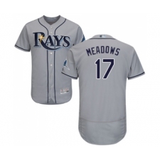 Men's Tampa Bay Rays #17 Austin Meadows Grey Road Flex Base Authentic Collection Baseball Jersey