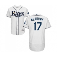Men's Tampa Bay Rays #17 Austin Meadows Home White Home Flex Base Authentic Collection Baseball Jersey