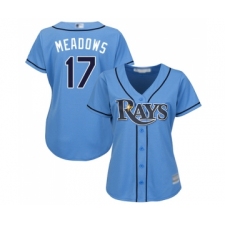 Women's Tampa Bay Rays #17 Austin Meadows Replica Light Blue Alternate 2 Cool Base Baseball Jersey