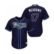 Youth Tampa Bay Rays #17 Austin Meadows Replica Navy Blue Alternate Cool Base Baseball Jersey