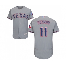 Men's Texas Rangers #11 Ronald Guzman Grey Road Flex Base Authentic Collection Baseball Jersey