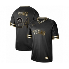 Men's Texas Rangers #24 Hunter Pence Authentic Black Gold Fashion Baseball Jersey