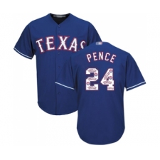 Men's Texas Rangers #24 Hunter Pence Authentic Royal Blue Team Logo Fashion Cool Base Baseball Jersey