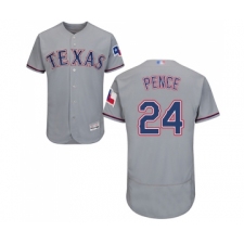 Men's Texas Rangers #24 Hunter Pence Grey Road Flex Base Authentic Collection Baseball Jersey