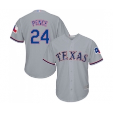 Men's Texas Rangers #24 Hunter Pence Replica Grey Road Cool Base Baseball Jersey