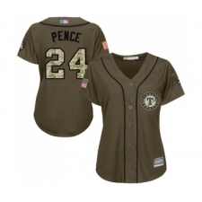 Women's Texas Rangers #24 Hunter Pence Authentic Green Salute to Service Baseball Jersey
