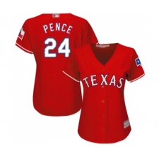 Women's Texas Rangers #24 Hunter Pence Replica Red Alternate Cool Base Baseball Jersey