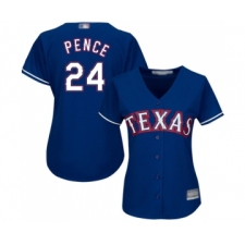 Women's Texas Rangers #24 Hunter Pence Replica Royal Blue Alternate 2 Cool Base Baseball Jersey