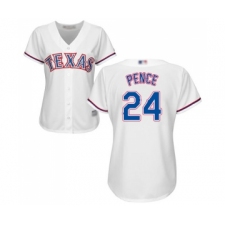 Women's Texas Rangers #24 Hunter Pence Replica White Home Cool Base Baseball Jersey