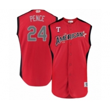 Youth Texas Rangers #24 Hunter Pence Authentic Red American League 2019 Baseball All-Star Jersey