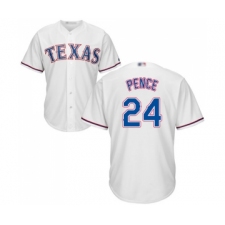 Youth Texas Rangers #24 Hunter Pence Replica White Home Cool Base Baseball Jersey