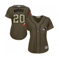 Women's Toronto Blue Jays #20 Bud Norris Authentic Green Salute to Service Baseball Jersey