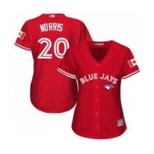 Women's Toronto Blue Jays #20 Bud Norris Replica Scarlet Alternate Baseball Jersey