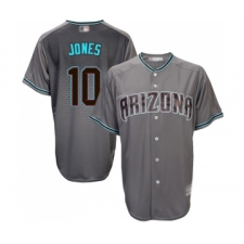 Men's Arizona Diamondbacks #10 Adam Jones Replica Gray Turquoise Cool Base Baseball Jersey