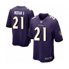 Men's Baltimore Ravens #21 Mark Ingram II Game Purple Team Color Football Jersey