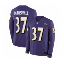 Men's Baltimore Ravens #37 Iman Marshall Limited Purple Therma Long Sleeve Football Jersey