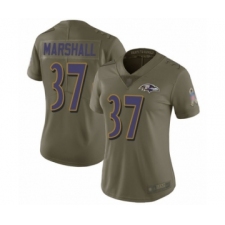 Women's Baltimore Ravens #37 Iman Marshall Limited Olive 2017 Salute to Service Football Jersey