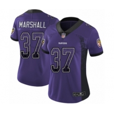 Women's Baltimore Ravens #37 Iman Marshall Limited Purple Rush Drift Fashion Football Jersey