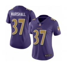 Women's Baltimore Ravens #37 Iman Marshall Limited Purple Rush Vapor Untouchable Football Jersey