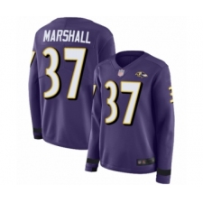 Women's Baltimore Ravens #37 Iman Marshall Limited Purple Therma Long Sleeve Football Jersey