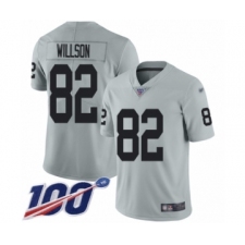 Men's Oakland Raiders #82 Luke Willson Limited Silver Inverted Legend 100th Season Football Jersey