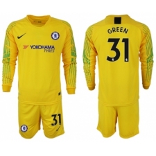 Chelsea #31 Green Yellow Goalkeeper Long Sleeves Soccer Club Jersey