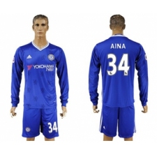 Chelsea #34 Aina Home Long Sleeves Soccer Club Jersey