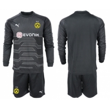 Dortmund Blank Black Goalkeeper Long Sleeves Soccer Club Jersey