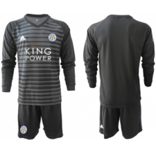 Leicester City Blank Black Goalkeeper Long Sleeves Soccer Club Jersey
