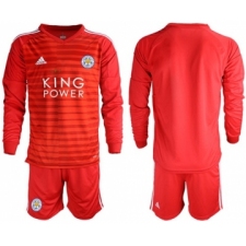Leicester City Blank Red Goalkeeper Long Sleeves Soccer Club Jersey