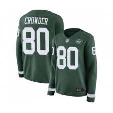 Women's New York Jets #80 Jamison Crowder Limited Green Therma Long Sleeve Football Jersey