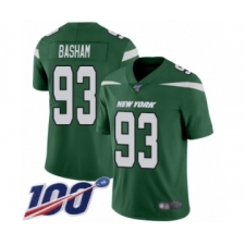 Men's New York Jets #93 Tarell Basham Green Team Color Vapor Untouchable Limited Player 100th Season Football Jersey
