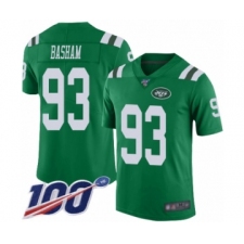 Men's New York Jets #93 Tarell Basham Limited Green Rush Vapor Untouchable 100th Season Football Jersey