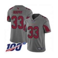 Men's Arizona Cardinals #33 Byron Murphy Limited Silver Inverted Legend 100th Season Football Jersey